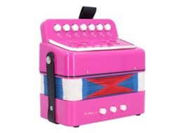 Primerox acordeão Infantil 7 Teclas Brinquedo Musical Desenvolvimento Infantil Vermelho Rosa