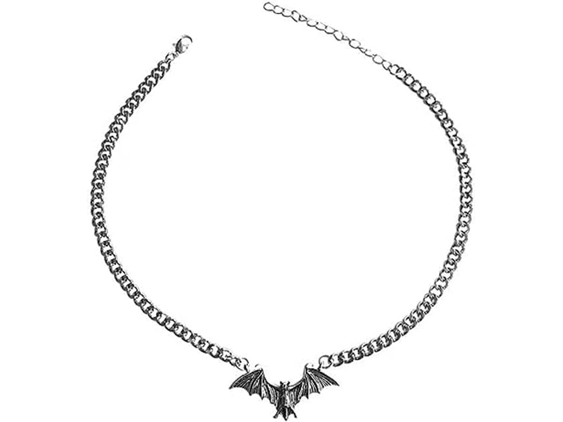 Colar de morcego gótico punk pesado cadeia gargantilha pingente de asa animal cyber bijuteria halloween para mulheres meninas