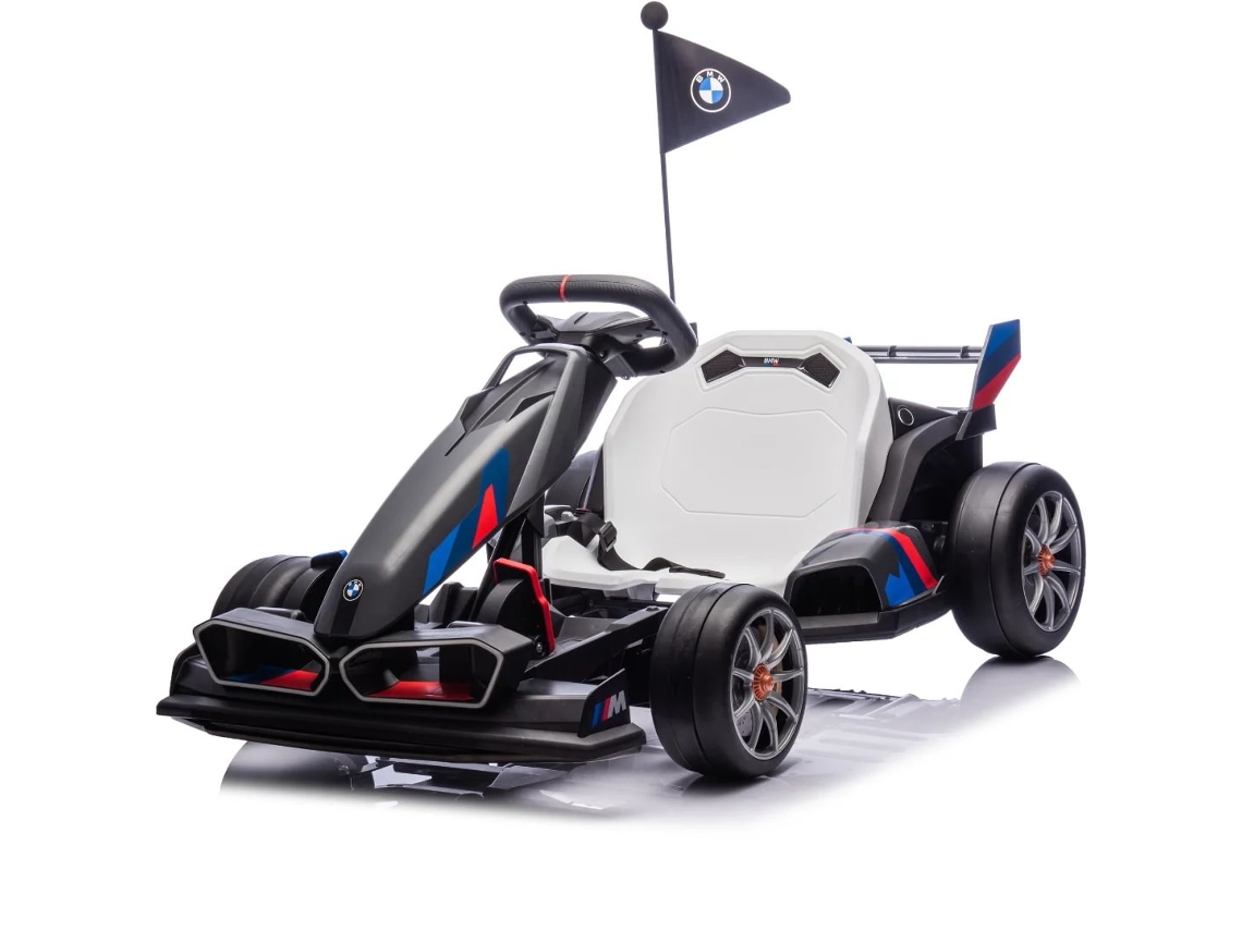 Gokart Elétrico Para Crianças 24v Bmw - 5 A 12 Anos - Estrutura Ajustável - Cinzento