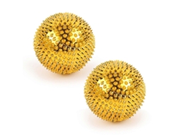 2 Bolas De Massagem Com Agulhas - Massageador Ativo De Acupressão, Ferramenta De Massagem Dura E Pontiaguda Para Mãos E Pés, Dourada