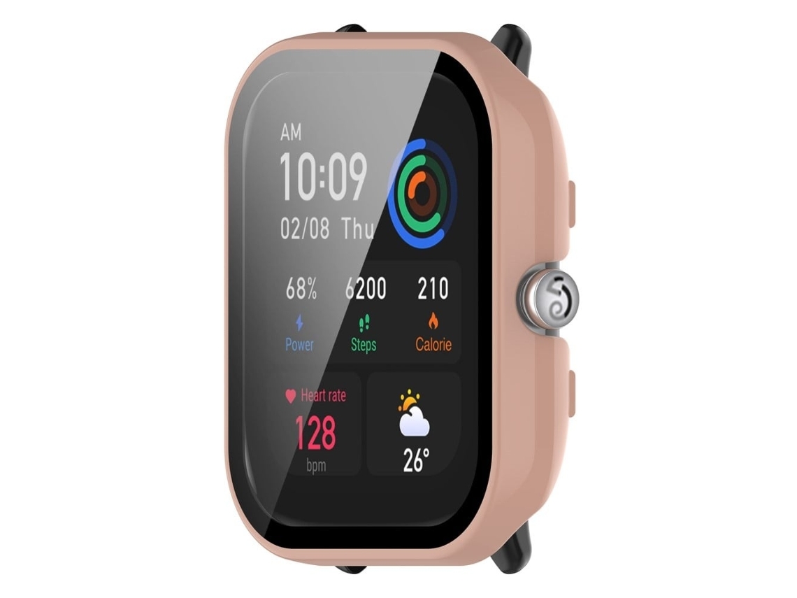 Lurelia Capa Com Vidro Temperado Para Amazfit Gts 4 Mini, Pc E Vidro Temperado, Proteção 360°, Rosa Sakura