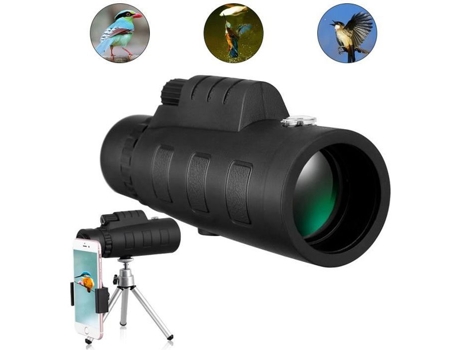 Telescópio Monocular Telescópio de Revestimento Verde Hd 50X60 com Suporte para Telefone e Tripé para Observação de Pássaros Caça