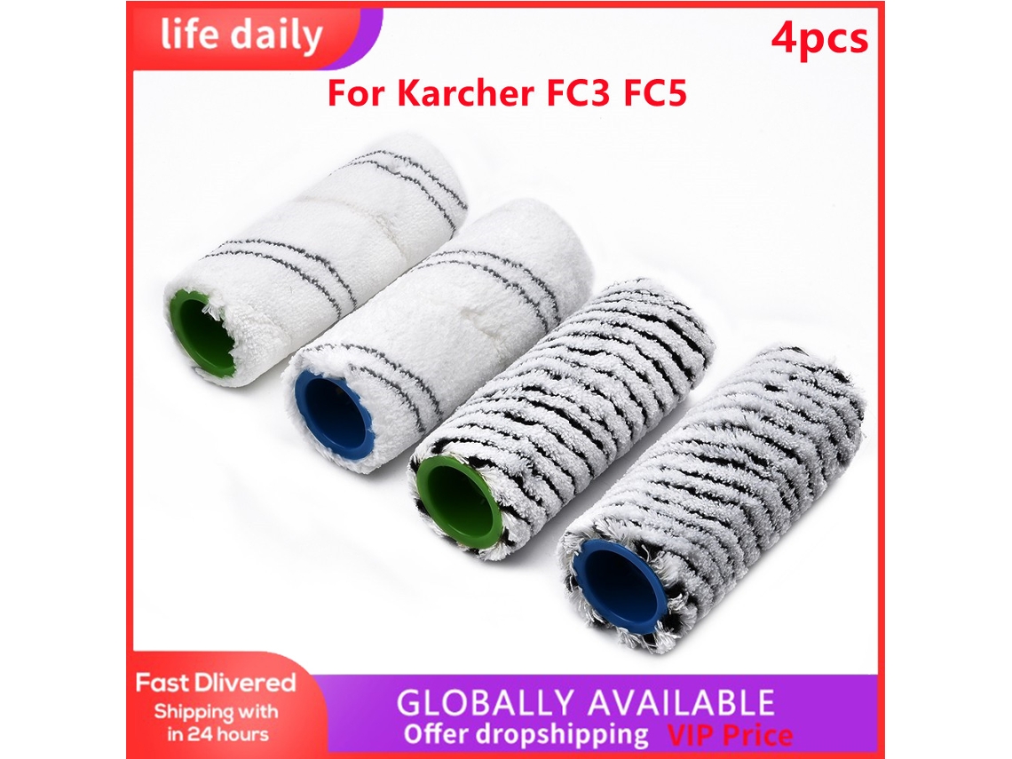 4x escova de rolo para karcher fc3 fc5 aspirador de pó parte 2055-007.0 substituição robô aspirador de pó peças de reposição