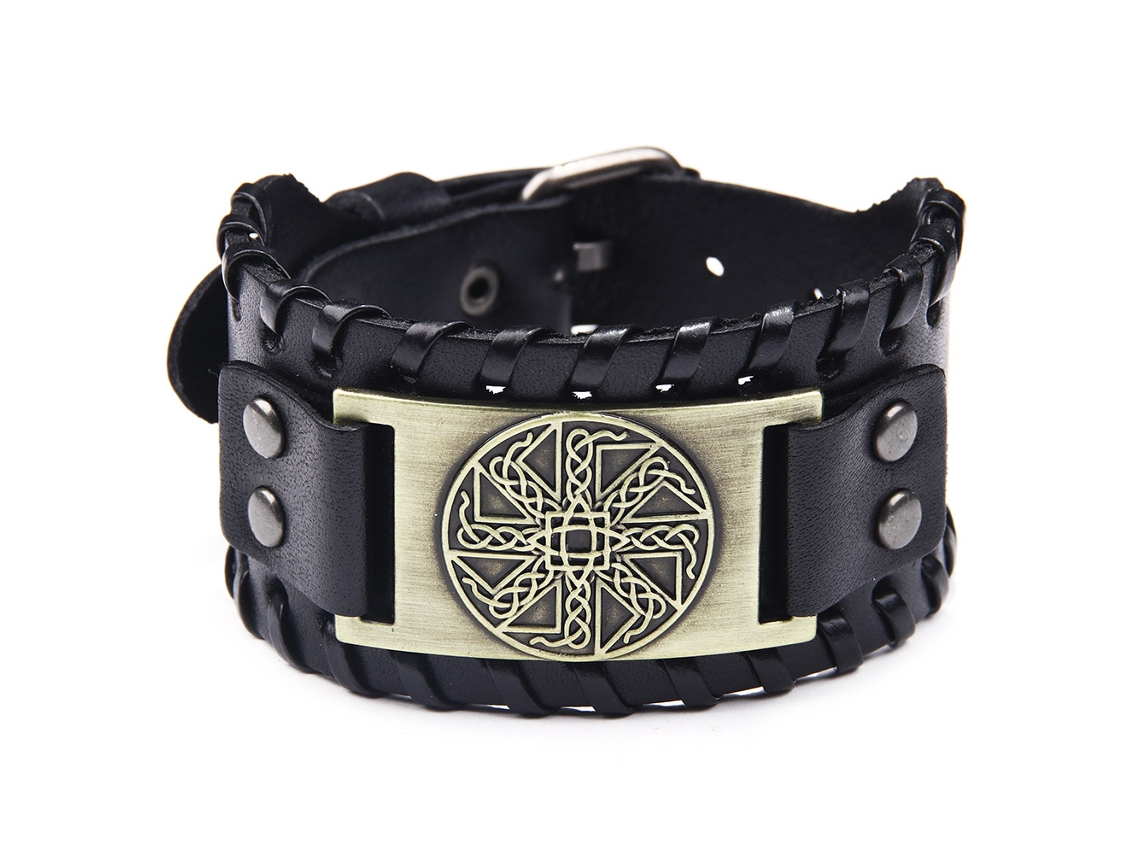 Pulseira De Couro Amuleto De Personalidade Acessório De Pulso