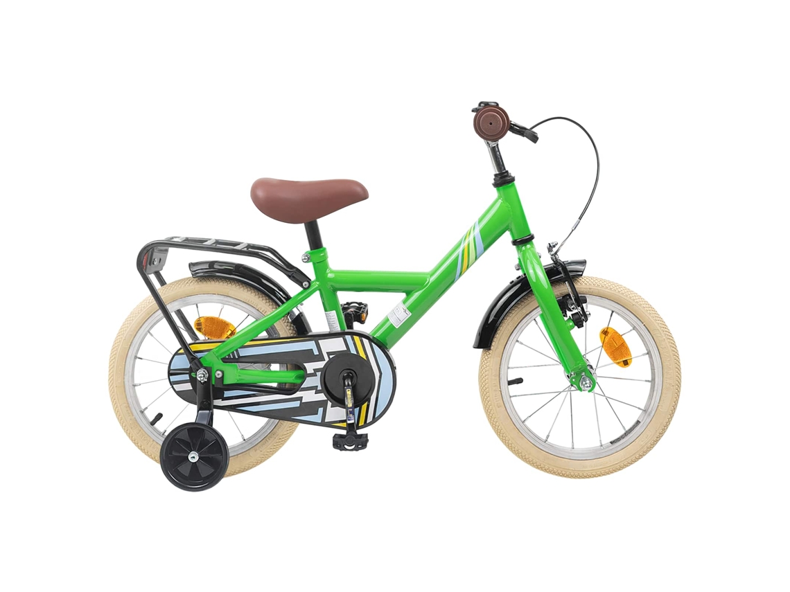 Vidaxl Bicicleta Infantil 14 Polegadas Para 3 A 5 Anos Verde