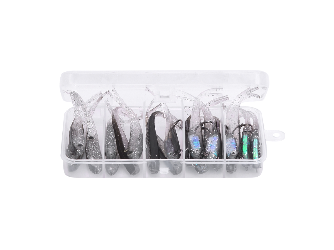 Isca Artificial Soft 20pcs Cinza com Ganchomar