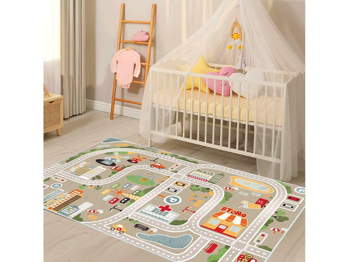 Tapete De Sala Ehstmind Jogos Brincar City Life Carros Trens Brinquedo Multicor (100x50x50cm)