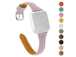 Pulseira de substituição elegante em couro bovino genuíno compatível com Fitbit Versa 2/Versa/Versa Lite/Versa SE/Ebike