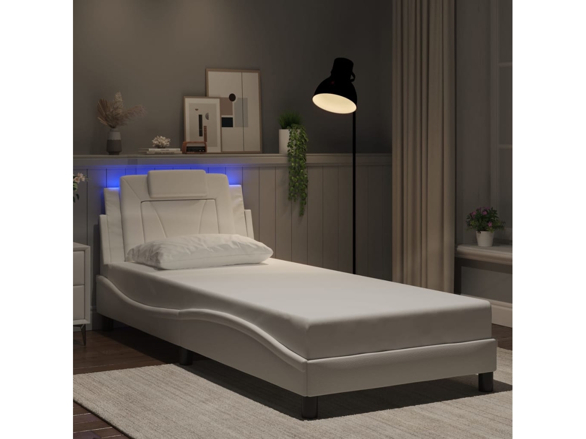 Vidaxl Estrutura De Cama Viana Com Led Sem Colchão 90x190cm Branco
