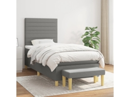 Vidaxl Cama Com Molas/colchão 90x190 Cm Tecido Cinza-escuro