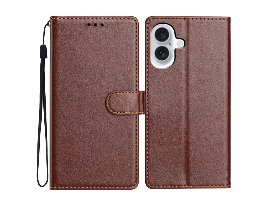 Capa De Couro Marrom Para Iphone 17