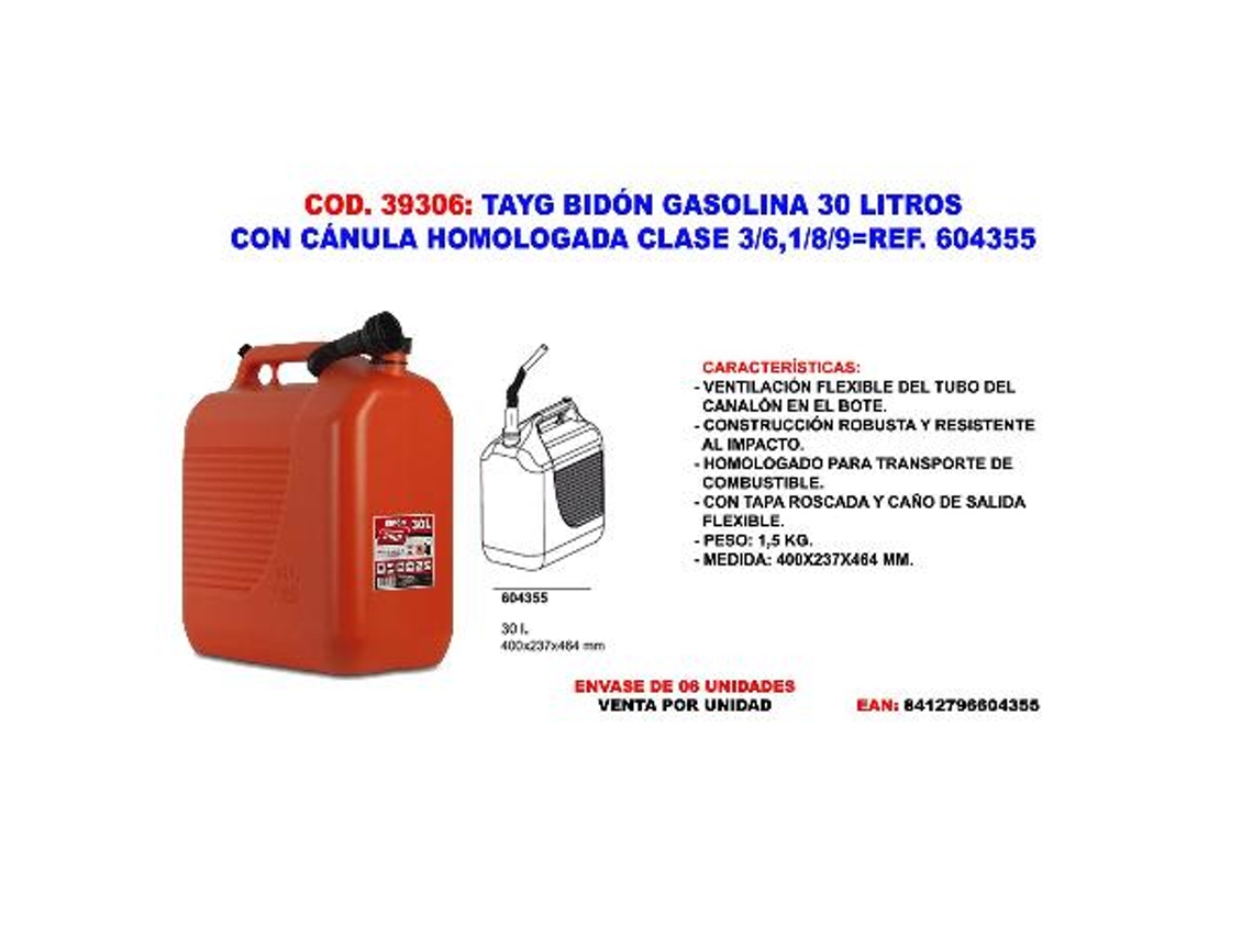 Jerrican 30 Lt (plástico) Tayg 604355