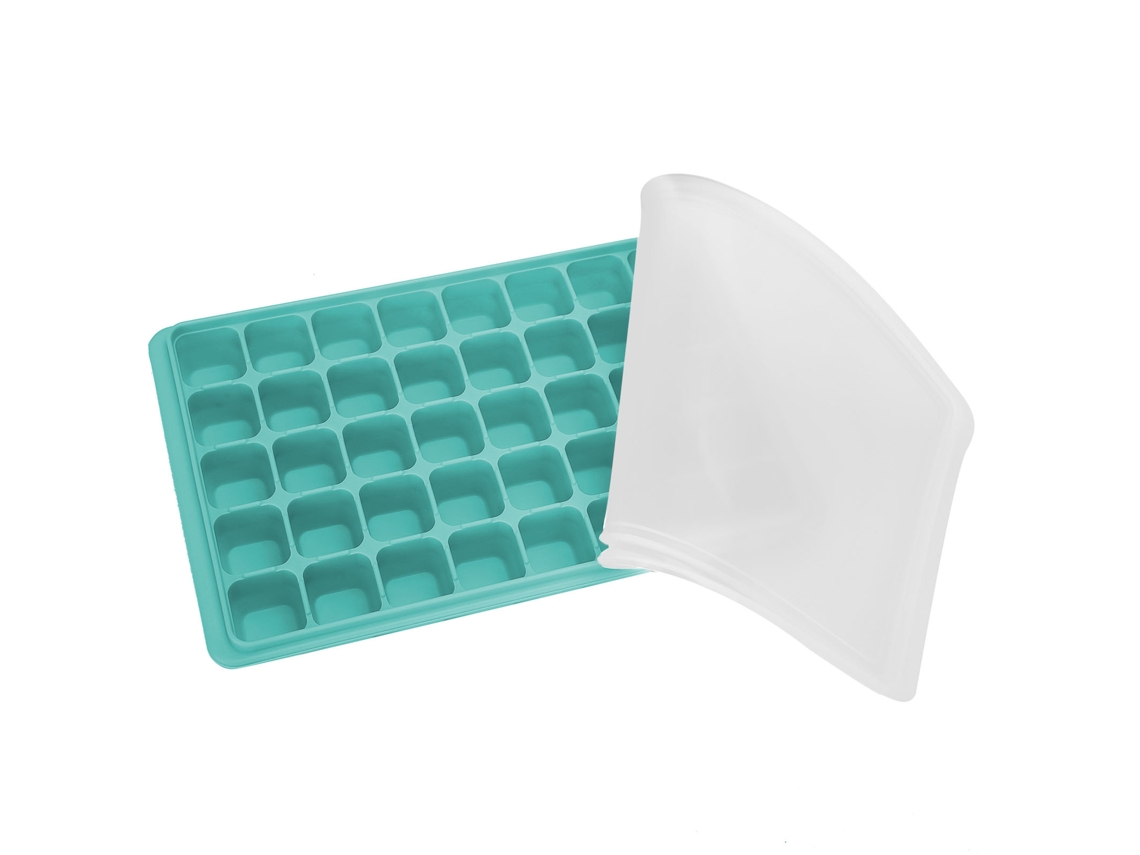 Molde De Gelo De Silicone Reutilizável Com 40 Cavidades E Tampa Para Cozinha Residencial Cor Verdigris