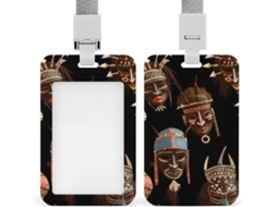 Porta-crachá, estilo ritual africano, estampa étnica e tribal, resistente, plástico, para cartões de identificação.