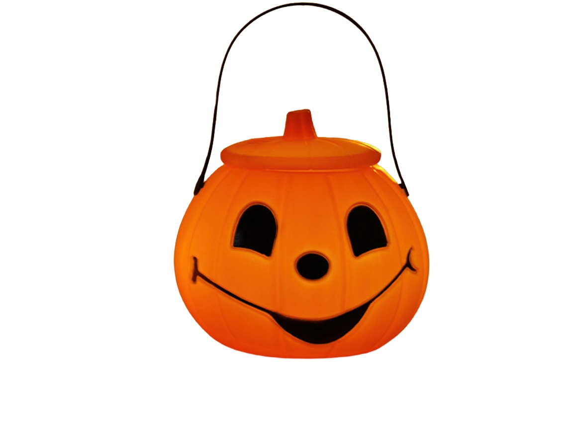 Laxiscreed - Balde De Abóbora De Halloween Com Luz, Ideal Para Crianças E Doces, Com Pega Fácil E Rosto Sorridente