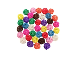 2026 Linjou Bird Toys - 40 Bolas de Rattan Coloridas de 3cm - Acessórios Mastigáveis para Periquitos e Papagaios