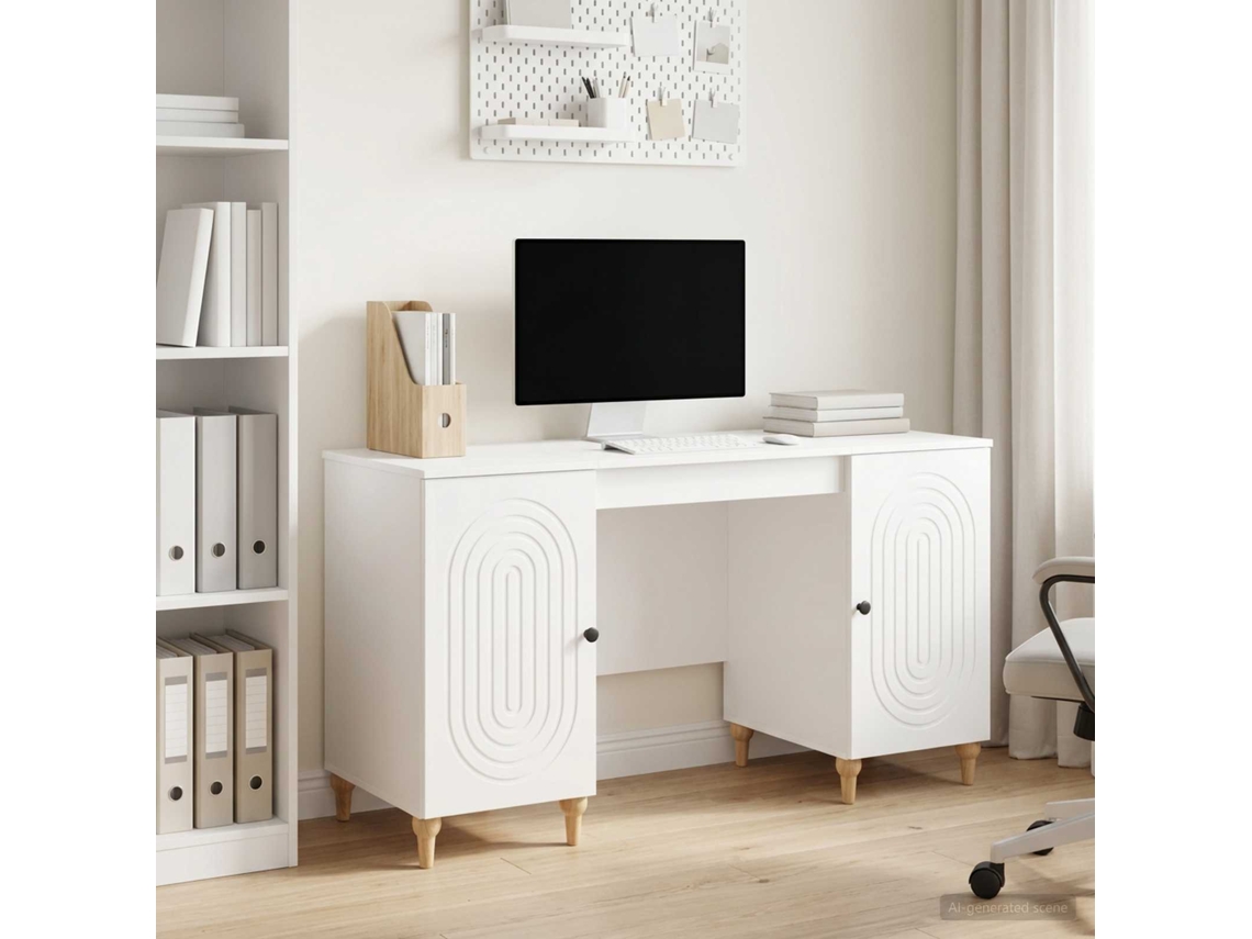 Vidaxl Mesa Branco Brilhante 142,5 X 50 X 75 Cm Derivados De Madeira