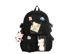Mochila, Impermeável, Grande Capacidade, Pendente De Veludo, Adequado Para Estudantes, Escolas E Escolas De Meninas Que Viajam Preto