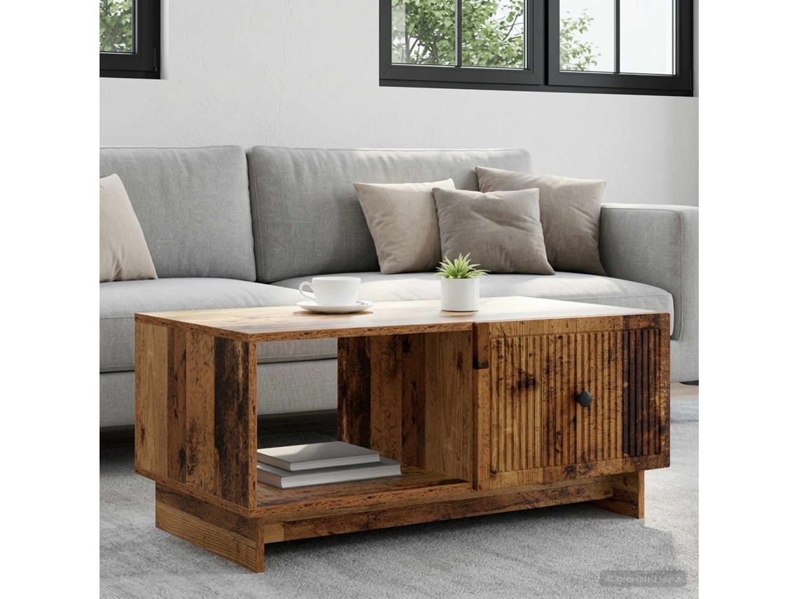 Vidaxl Mesa De Centro Madeira Antiga 90 X 50 X 40 Cm