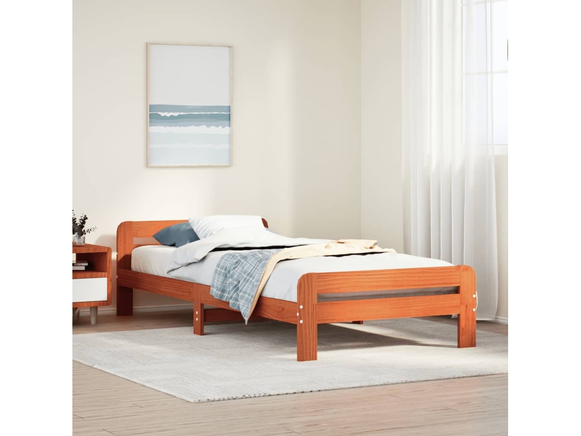 Cama Sem Colchão 90x200 Cm Pinho Maciço Castanho-mel