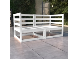 Sofá De 2 Lugares Para Jardim Pinho Maciço Branco Dkd Home Decor