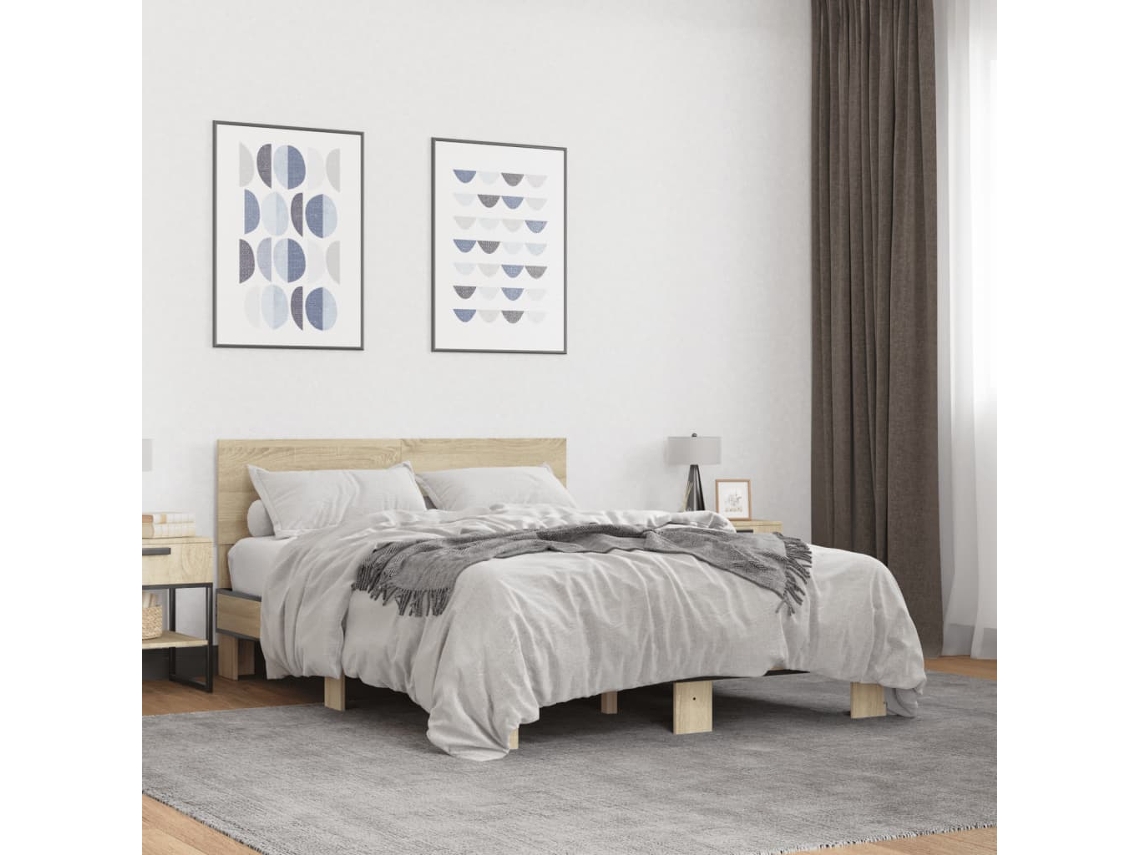 Estrutura De Cama 120x200 Cm Derivados Madeira/metal