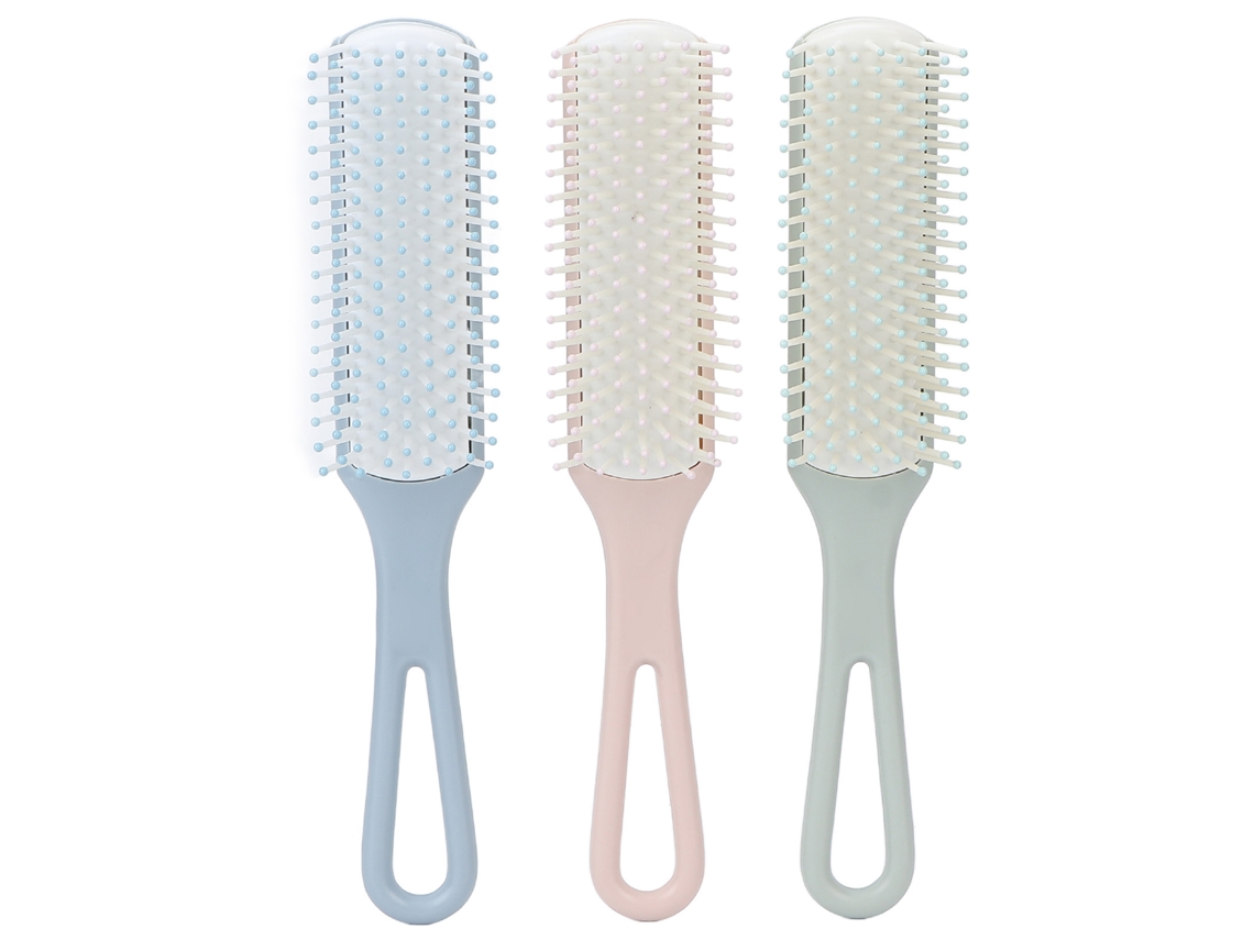 2026 set de 3 Escovas e Pentes para Cabelo Desembaraçador com Cabo Confortável Ferramentas de Estilo em Diferentes Cores