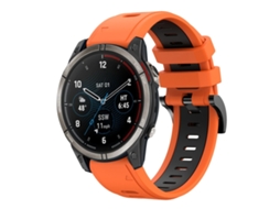 Bracelete Para Garmin Quatix 7 Pro - Silicone Esportivo - Duas Cores (22mm) Laranja + Preto