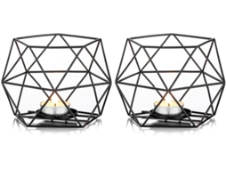 Castiçais, Castiçais Geométricos de Metal para Velas, Castiçais em Formato de Pilar, Centro de Mesa BRILVIBERA