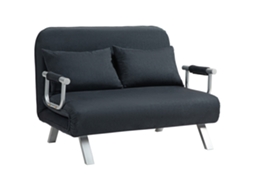 Sofá-cama Com 5 Ajustes, Revestimento Em Imitação De Camurça, Estrutura De Aço, Almofadas Inclusas, Preto.