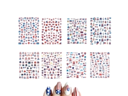 Adesivos de Unhas para O Dia Da Independência Autoadesivos em 3D para Decoração. NEVEANCE