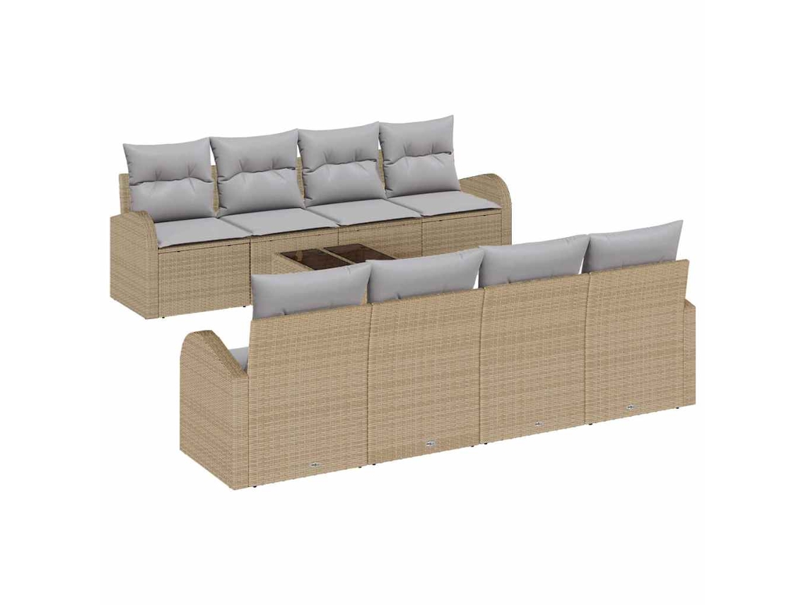 Maison Exclusive - Conjunto De Sofá De Jardim Com Almofada 9 Pcs Bege E Cinza