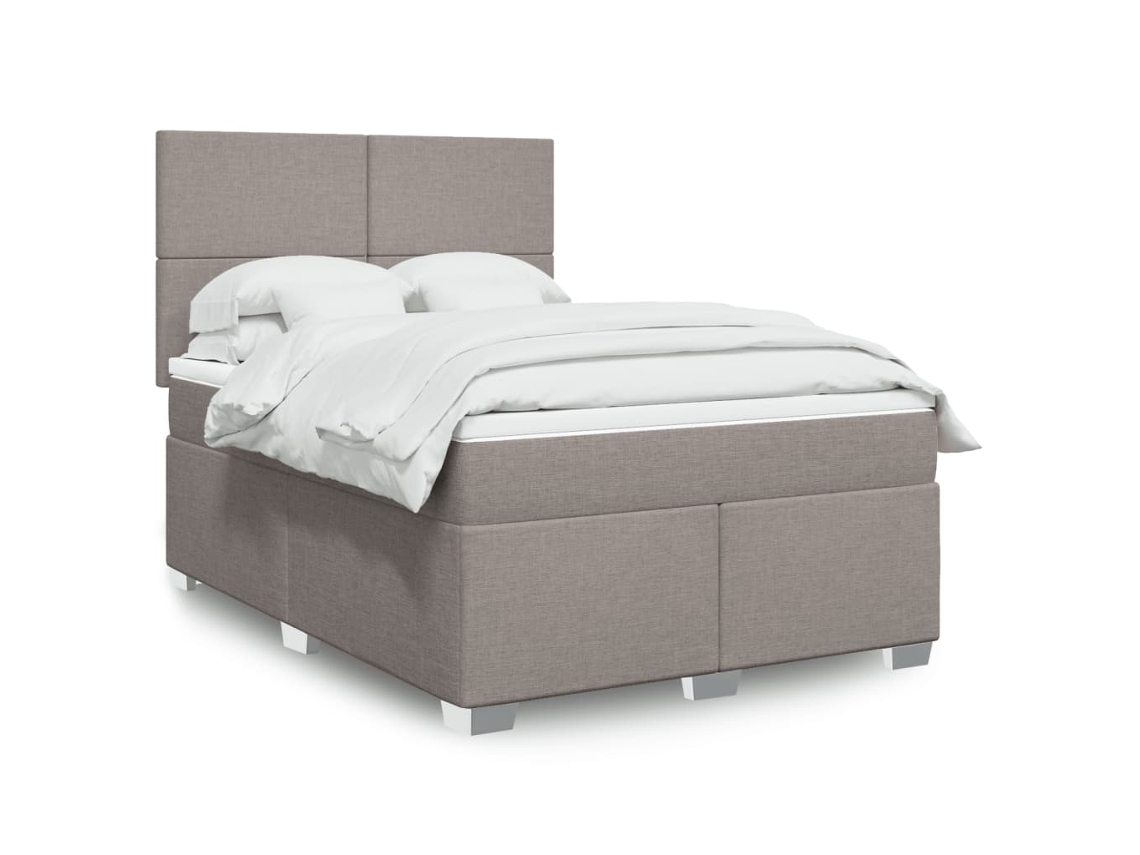 Vidaxl Cama Com Molas/colchão 140x200 Cm Tecido Castanho-acinzentado
