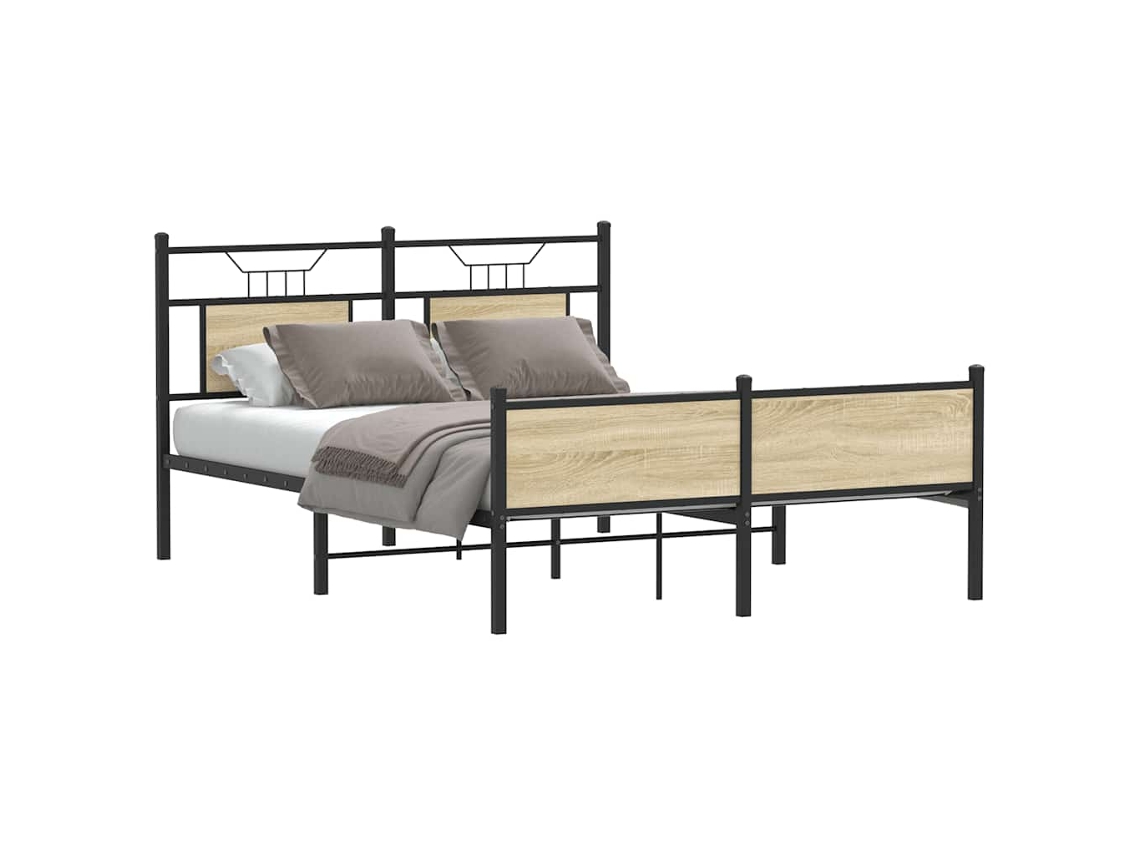Vidaxl Estrutura Cama S/ Colchão Derivados De Madeira Carvalho Sonoma