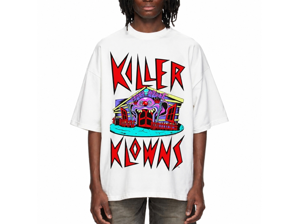 Rockinstone Killer Klowns Crazy House White Adult T-shirt Size:l