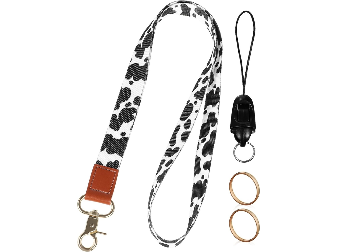 Lurelia Porta-crachá Com Cordão Com Chaveiro Em Couro Pu E Poliéster Dourado Para Escritório E Escola