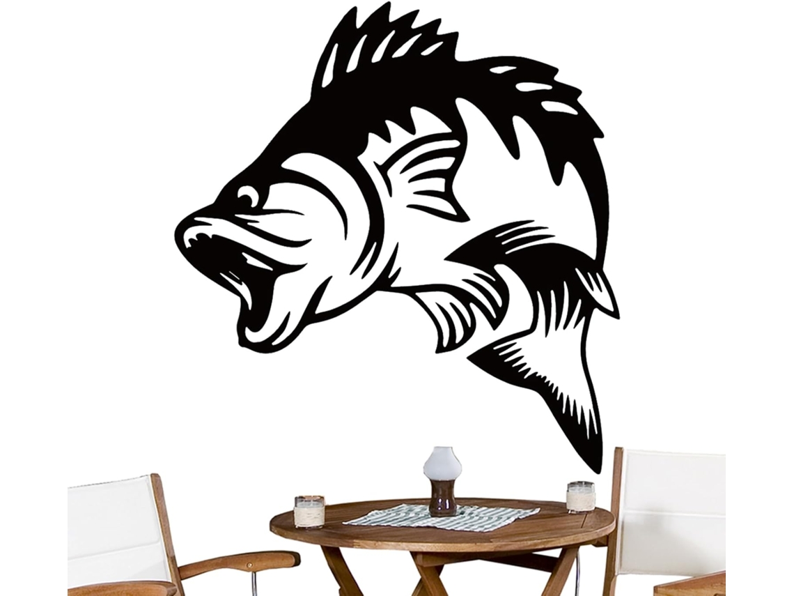 Arte de Parede em Metal Preto com Peixe Escultura em Ferro, Decoração de Parede para Quarto, Peça Artística com CHABERLU