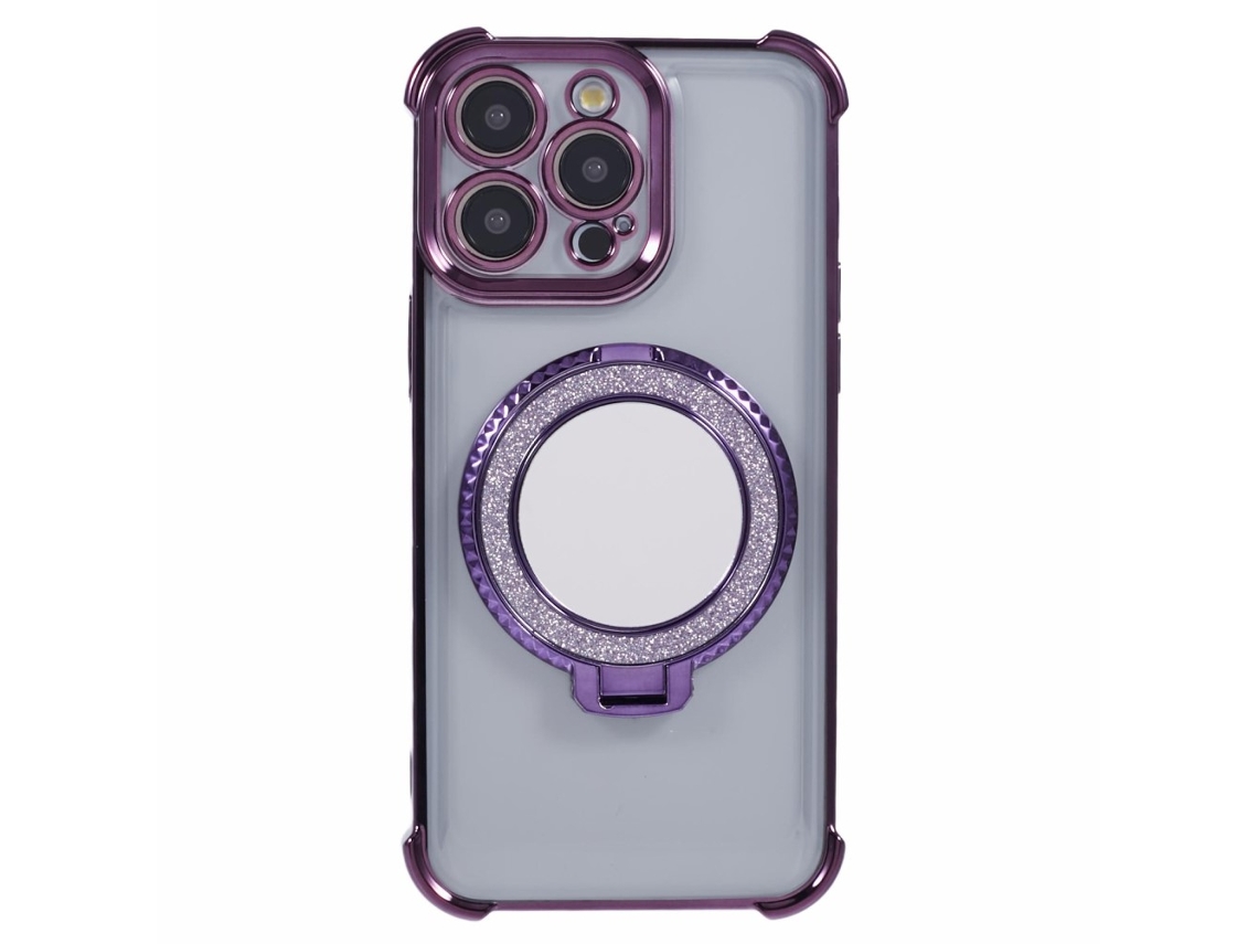 Suporte Casa Galvanizado Para Iphone 15 Pro Max Pele Sintética Roxo