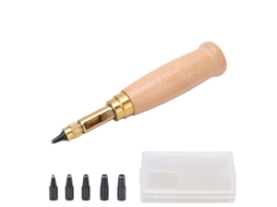 Set De Perfuradoras De Couro Com 6 Cabeças Intercambiáveis Para Perfurar Cintos E Projetos Diy