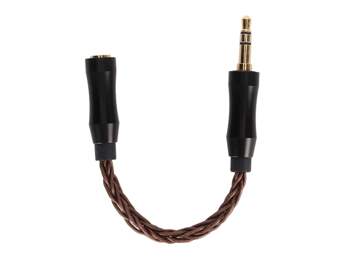 Cabo de Áudio Mali 2.5mm Fêmea para 3.5mm Macho com Núcleo de Cobre de Cristal e Conector Dourado 14cm
