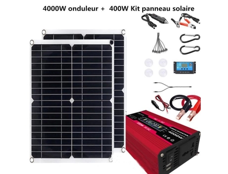 Kit inversor gerador de energia solar completo 4000W vermelho 12V-110V 2 x (painel solar 200W 100A) ALLONSCD