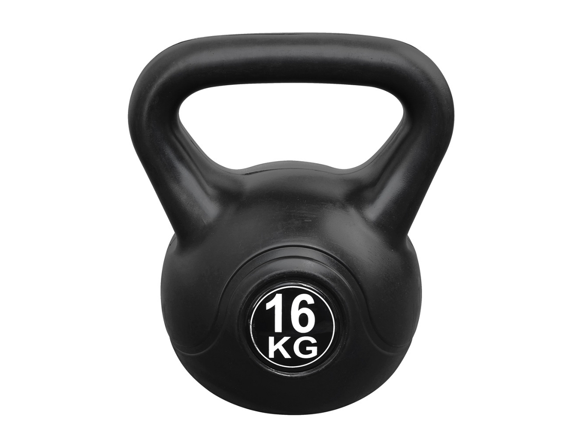 Kettlebell 16 kg - Plástico - para uso interno e externo - Preto
