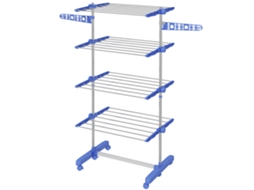 Varal Dobrável com Asas Laterais, 142x55x172cm, 4 Níveis, Azul BTFORUS