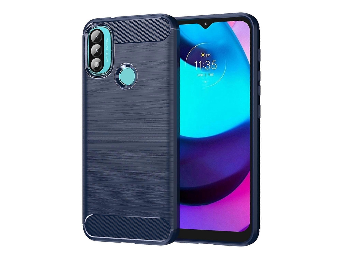 Capa De Celular Lenovo K14 Com Textura Escovada Em Fibra De Carbono Tpu