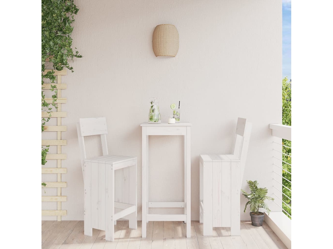 Vidaxl Cadeiras De Bar 2 Pcs 40x48,5x115,5 Cm Pinho Maciço Branco