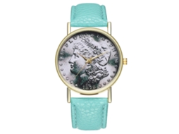 Reloj De Cuarzo Para Mujer Con Correa De Cuero Pu Fashion Dial Retrato Color Menta