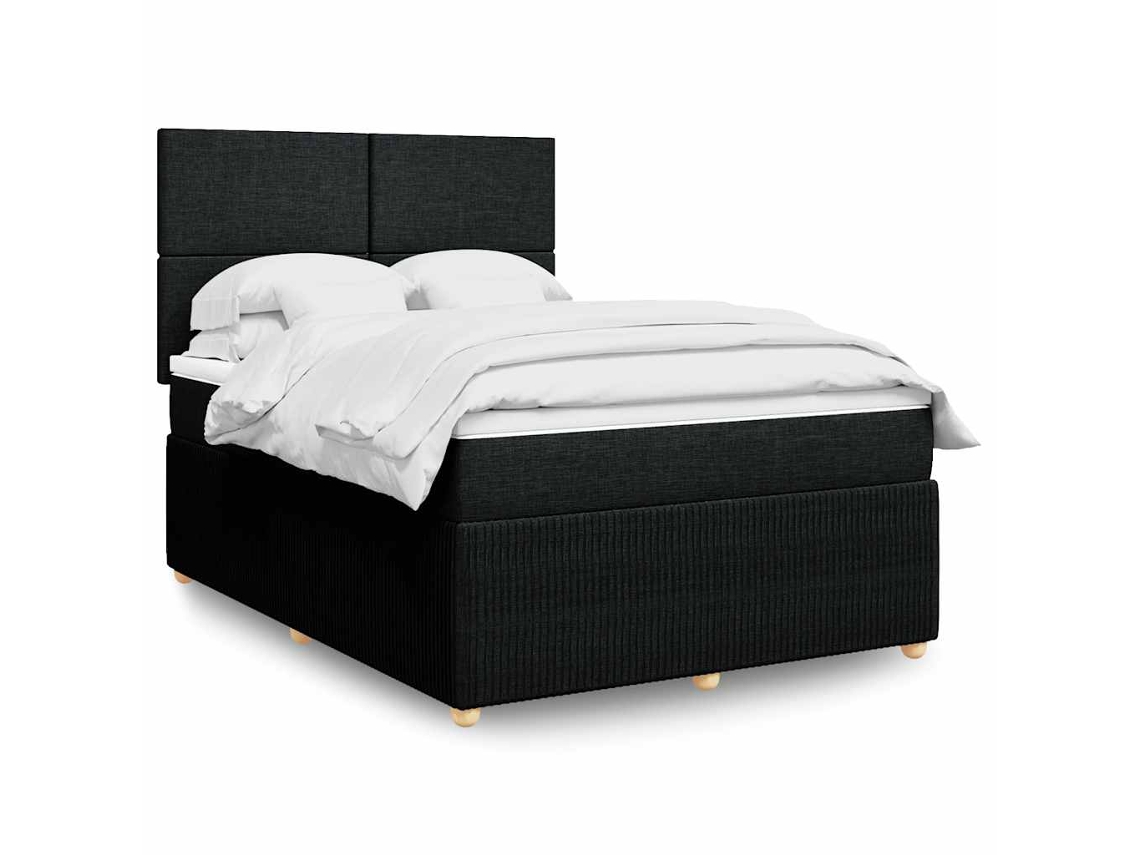 Vidaxl Cama Com Molas/colchão 140x200 Cm Tecido Preto