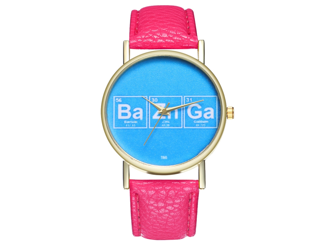Relógio de quartzo unissex com pulseira simples de couro PU, ideal para presente de aniversário T85-a (vermelho e rosa)