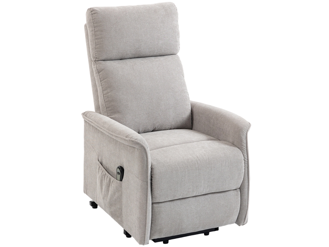 Poltrona Elétrica Reclinável, Na Cor Cinza, Com Chenille Com Almofada De Molas, Encosto, Design Prático E Funcional