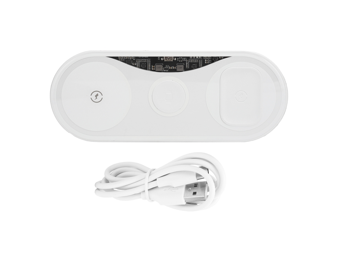 Cargador Sem Fio 3 Em 1 Para Telefone, Relógio E Fones - Base De Carregamento De Escritório Branca